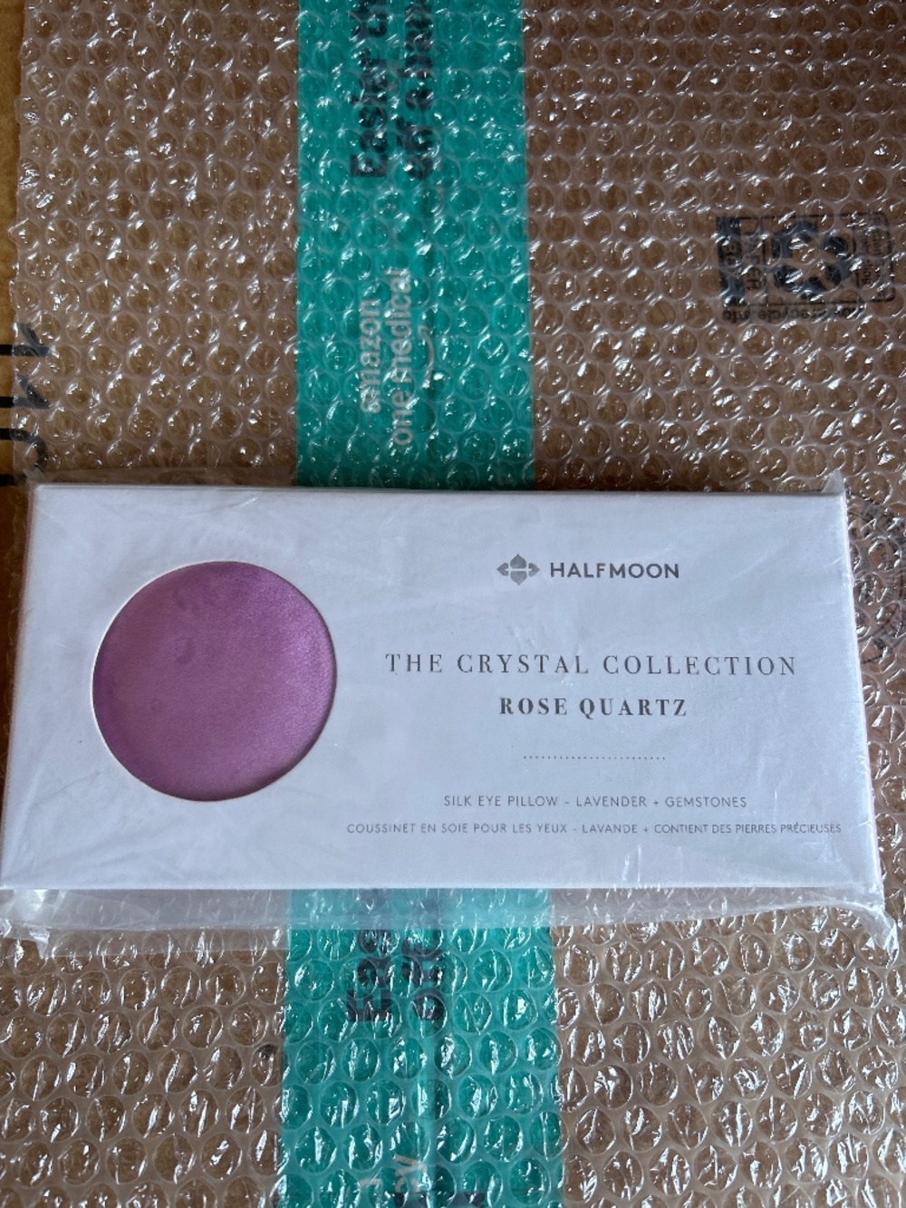 Half Moon Lavender Silk Eye Pillow Rose Quartz Meditation Yoga